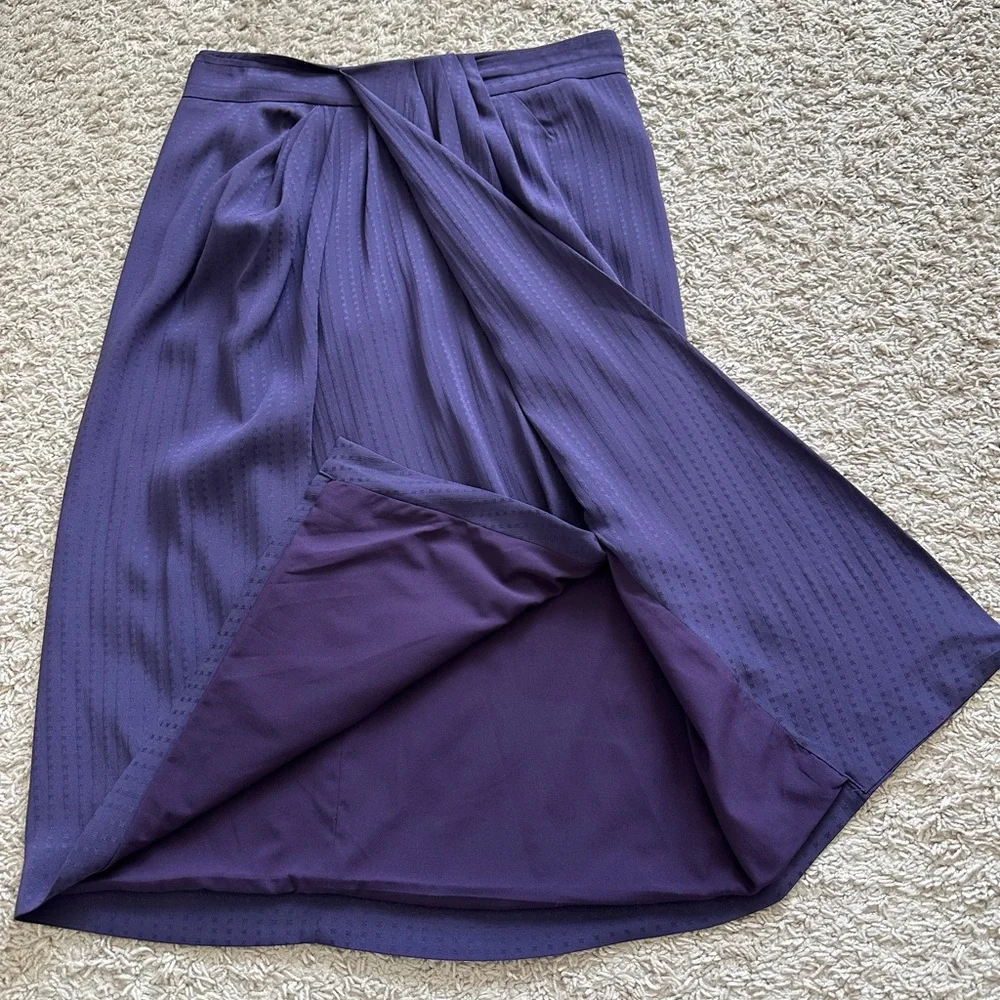 MM Lafleur The Lenox Skirt Foulard High Rise Deep Purple Knee Length Skirt -6(M) - Picture 9 of 12